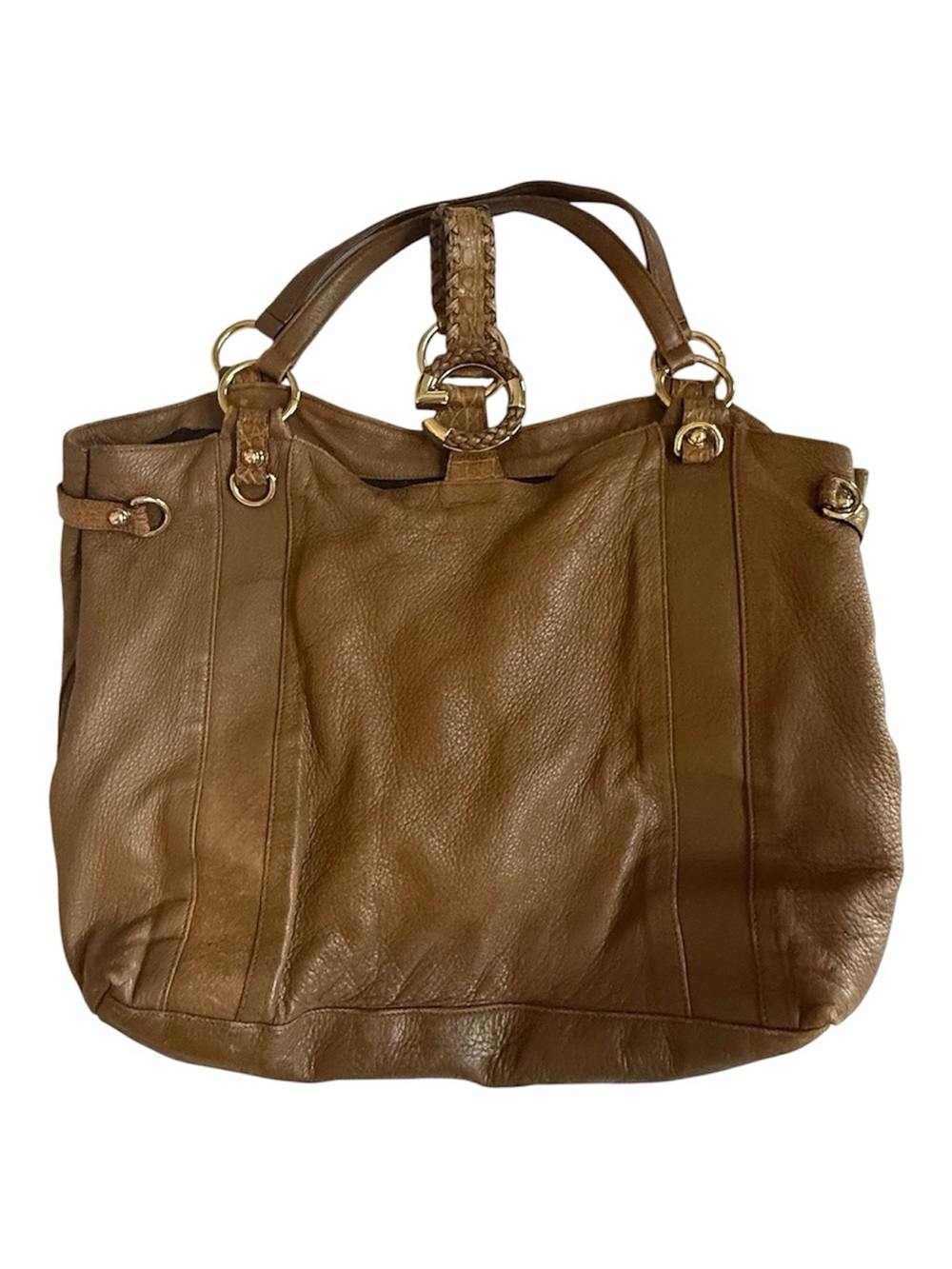 Gucci Authentic Brown Pebbled Leather Large G Wave Hobo Bag Quiet Luxury Preppy